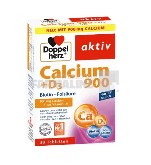 Doppelherz Calciu 900 + D3 + Biotina + Acid folic 30 tablete — preț și oferte