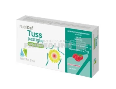 NutriDef Tuss pastile cu zmeura fara zahar 20 pastile NUTRILEYA — preț și oferte