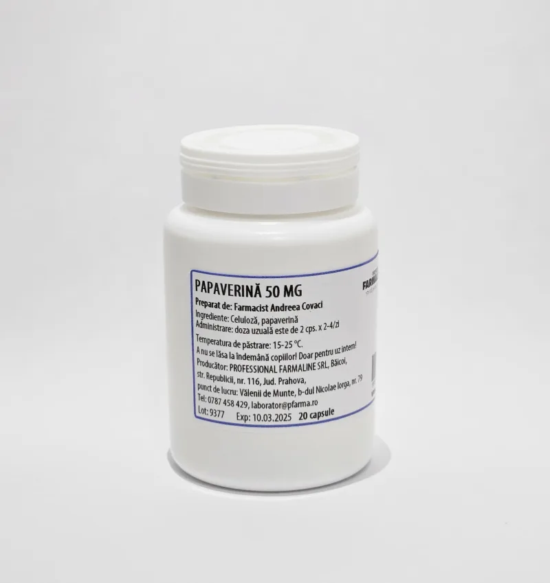 Papaverina 50 mg 20 capsule Laborator Professional Farmaline — preț și oferte