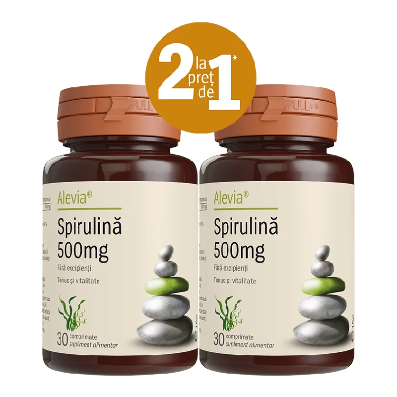 Pachet Spirulina 500 mg, 2*30 comprimate, Alevia — preț și oferte