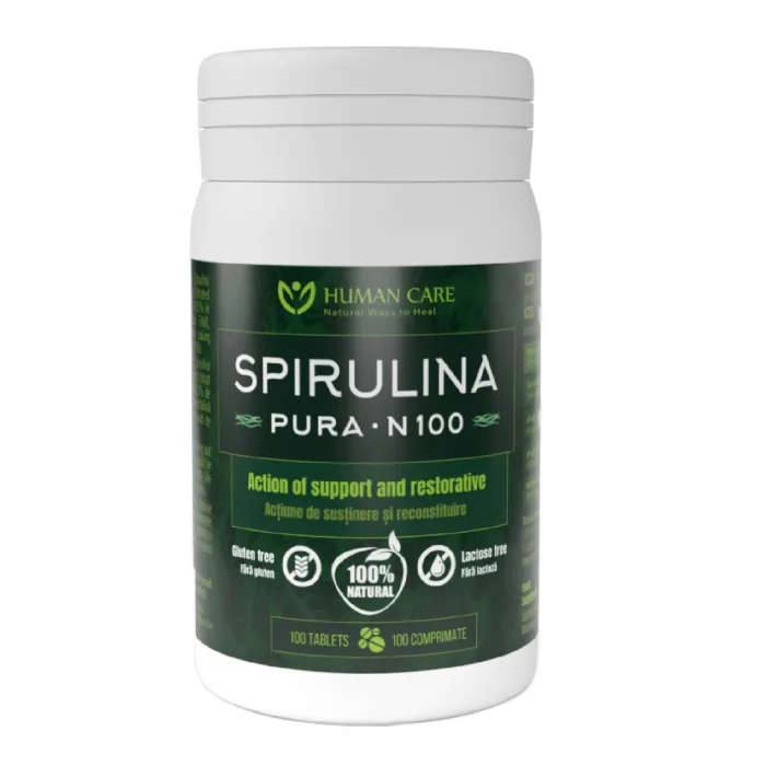 Spirulina Pura 500mg, 100 capsule, Human Care — preț și oferte