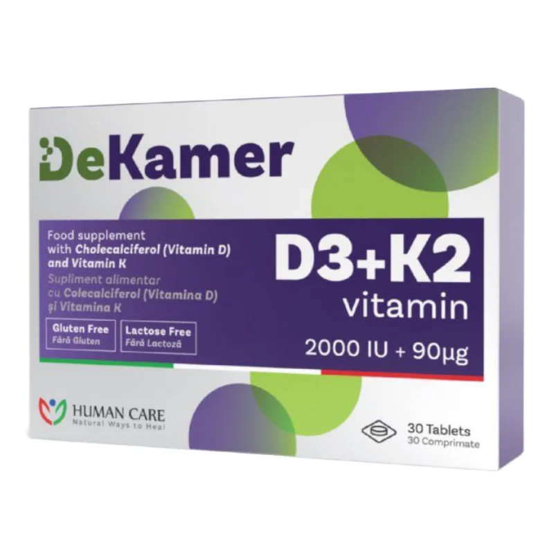 DeKamer D3 + K2, 30 capsule, Human Care — preț și oferte