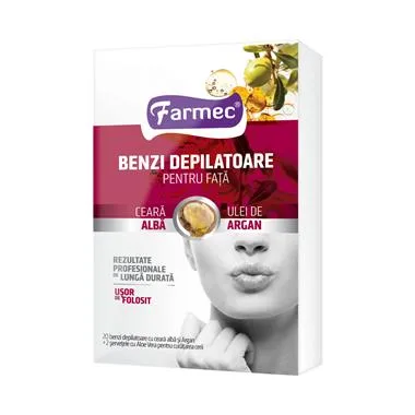 Farmec Benzi depilatoare pentru fata cu ceara alba si argan 20 benzi — preț și oferte