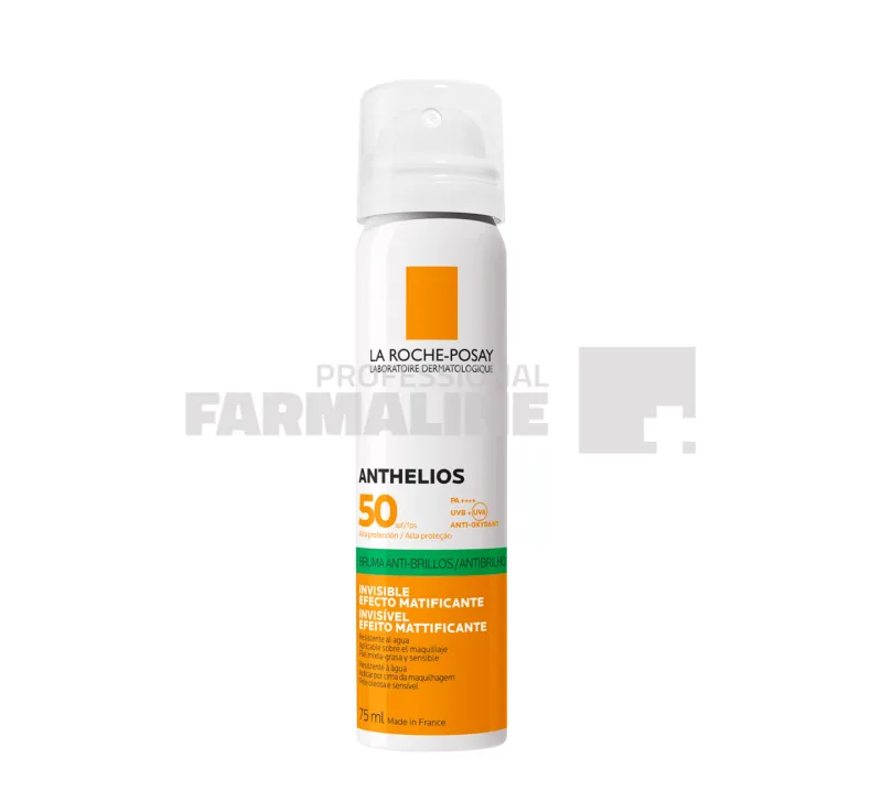 La Roche Posay Anthelios Spray cu efect matifiant invizibil pe fata SPF50 75 ml — preț și oferte
