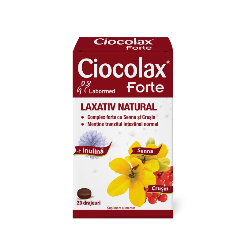 CIOCOLAX FORTE, 20 drajeuri, Labormed,Supliment alimentar cu un puternic efect laxativ stimulant Labormed Pharma Trading — preț și oferte