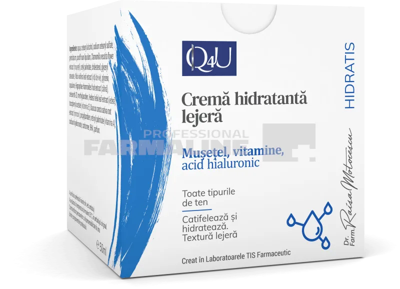 Tis Q4U Crema lejera cu Vitamine, Musetel si Acid Hialuronic 50 ml TIS FARMACEUTIC — preț și oferte