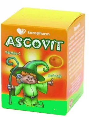 Ascovit cu aroma de portocala 100 mg 60 comprimate