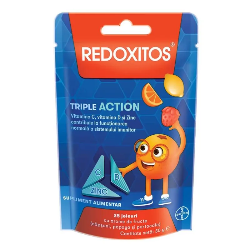 Redoxitos Triple Action, Vitamina C suport imunitar 25 de jeluri gumate BAYER — preț și oferte
