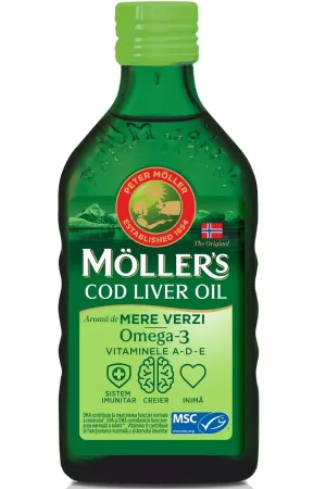 Moller's Cod Liver Oil Omega 3 cu aroma de mere verzi x 250ml