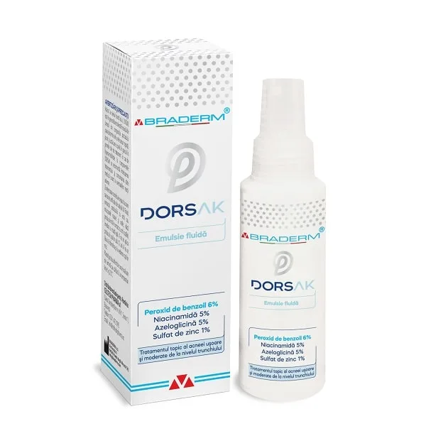 Dorsak Spray cu emulsie fluida pentru acnee la nivelul trunchiului 100 ml BRADERM — preț și oferte