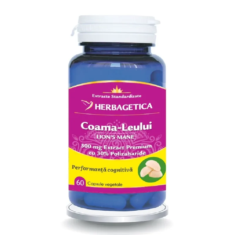 Coama Leului, 60 capsule vegetale, Herbagetica — preț și oferte