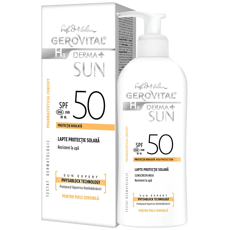 Gerovital H3 Derma Sun Lapte protectie solara SPF50 150 ml — preț și oferte