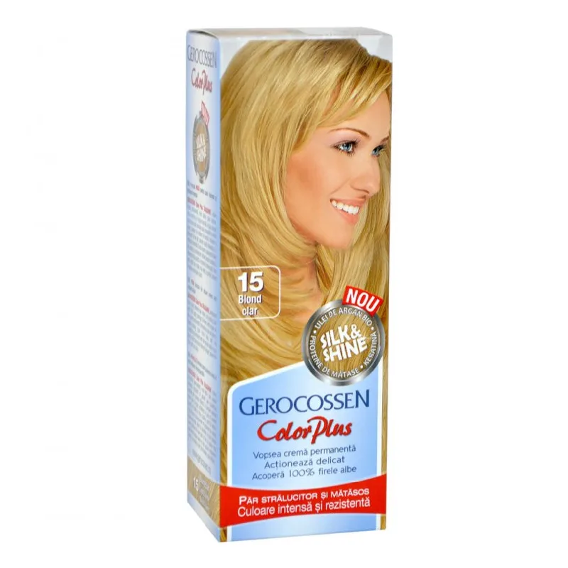 Vopsea de par Silk&Shine, 15 Blond Clar, 50ml, Gerocossen — preț și oferte