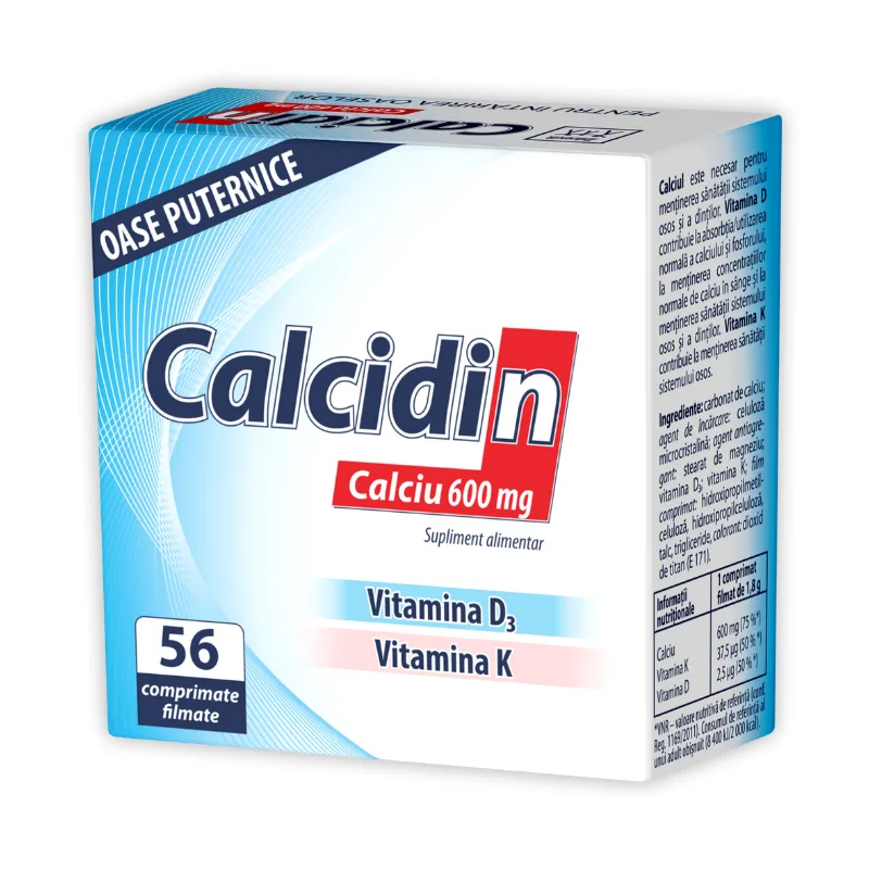 Calcidin, Calciu 600 mg, 56 comprimate, Zdrovit — preț și oferte