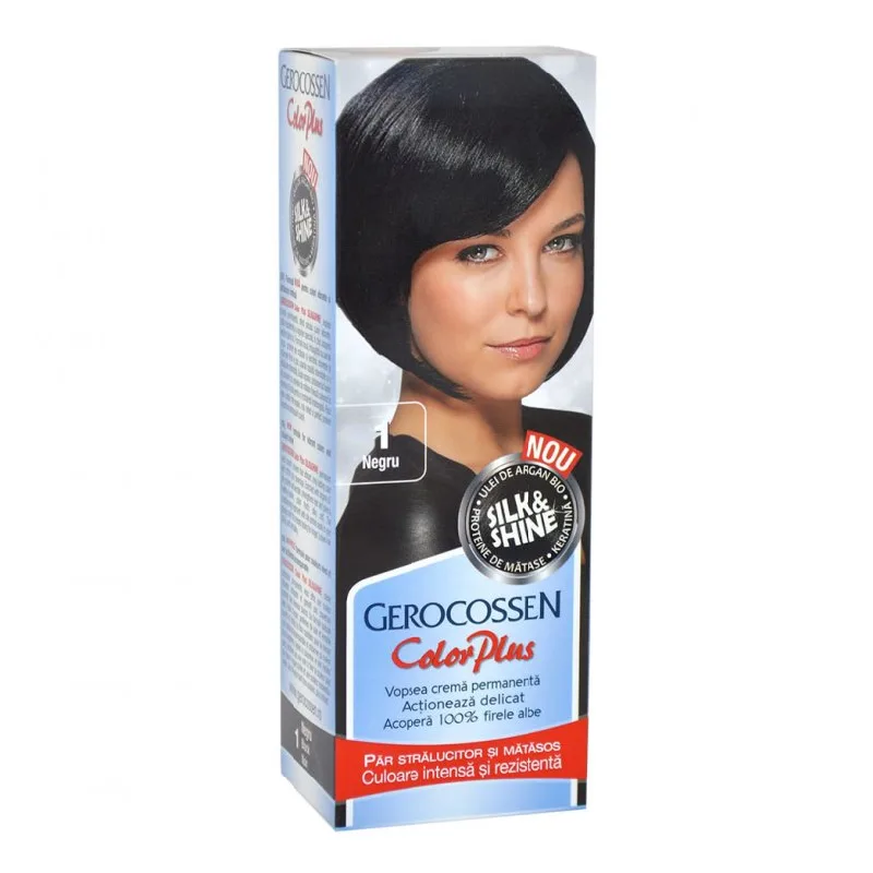 Vopsea de par Silk&Shine, 1 Negru, 50ml, Gerocossen — preț și oferte