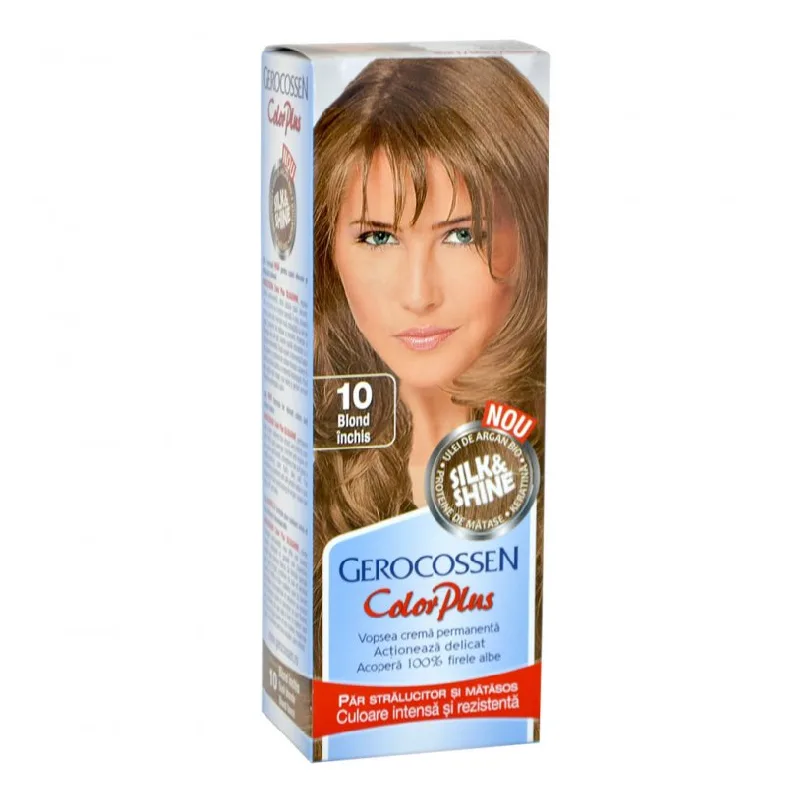 Vopsea de par Silk&Shine, 10 Blond Inchis, 50ml, Gerocossen — preț și oferte