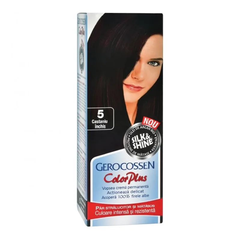 Vopsea de par Silk&Shine, 5 Castaniu inchis, 50ml, Gerocossen — preț și oferte