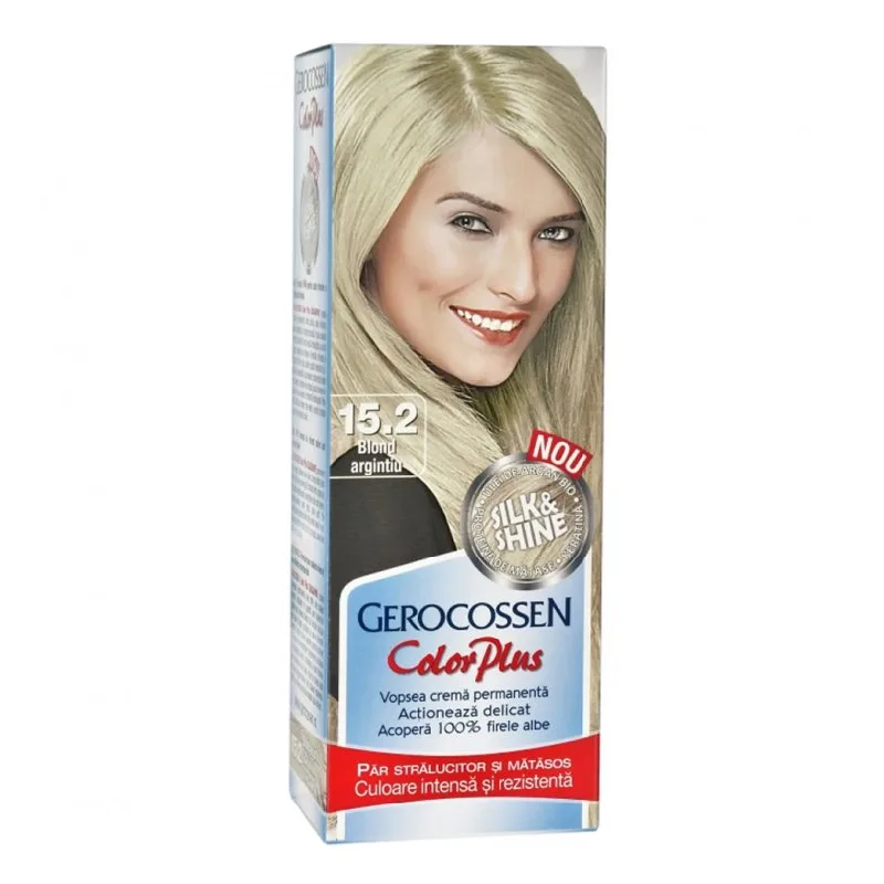 Vopsea de par Silk&Shine, 15.2 Blond Argintiu, 50ml, Gerocossen — preț și oferte