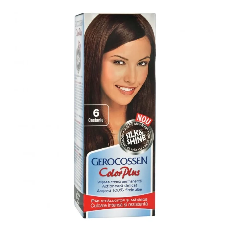 Vopsea de par Silk&Shine, 6 Castaniu, 50ml, Gerocossen — preț și oferte