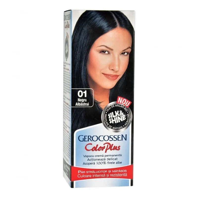 Vopsea de par Silk&Shine, 0.1 Negru Albastrui, 50ml, Gerocossen — preț și oferte