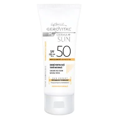 Gerovital H3 Derma Sun Crema fata protectie solara tenta naturala SPF50 50 ml — preț și oferte