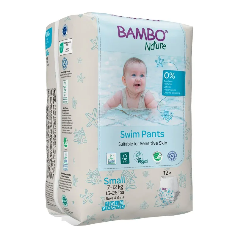 Scutec chilotel pentru baie Eco Swim, Marime S, 7-12 kg, 12 bucati, Bambo Nature — preț și oferte