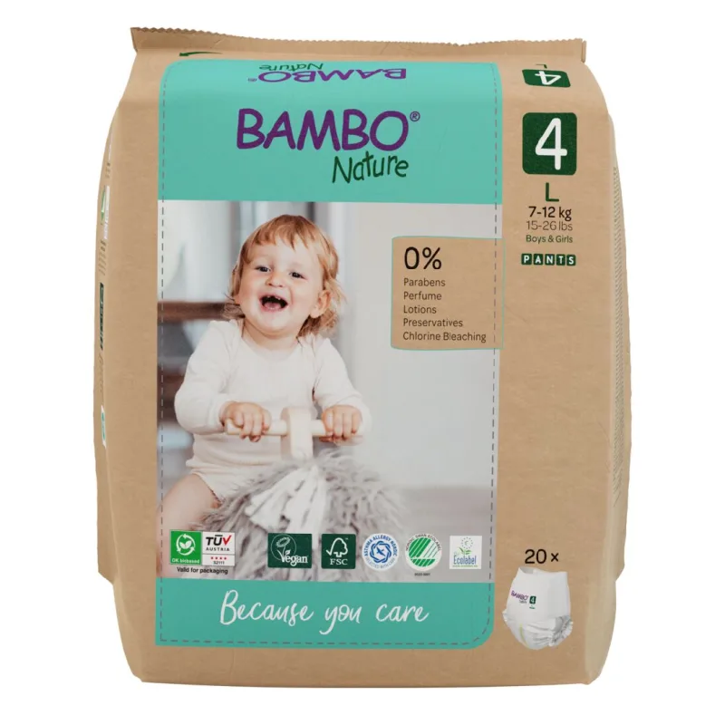 Scutece chilotei Eco Pants Nr.4, 7-12kg, 20 bucati, Bambo Nature — preț și oferte