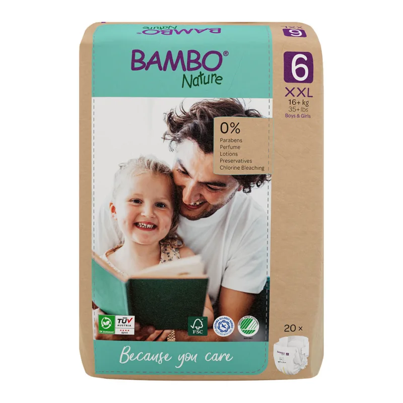 Scutece Ecolabel, marimea 6, 16kg+, 20 bucati, Bambo Nature — preț și oferte