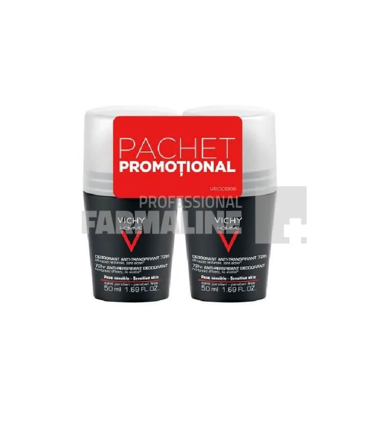 Vichy Pachet Homme Deodorant Roll-on Control Extrem 72 h 1+1 — preț și oferte