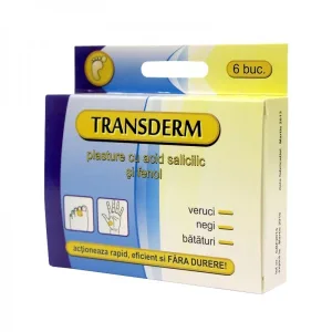 Transderm Plasture pentru veruci, negi si bataturi cu acid salicilic si fenol 6 bucati